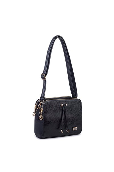 Nas Bag Women's Adjustable Strap Three-Compartment Stylish Crossbody Bag Black Victoria