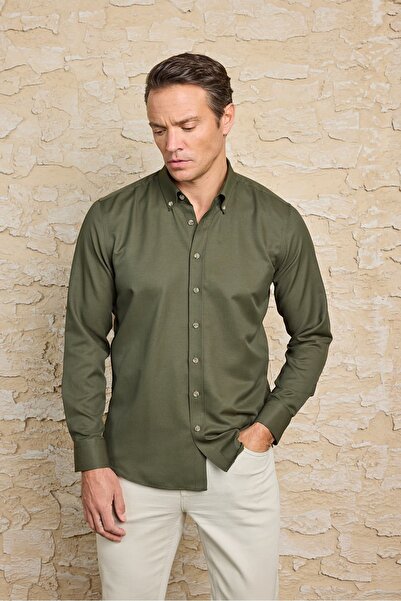 RUFELLI Kadife Görünümlü Pamuklu Slim Fit Erkek Gömlek