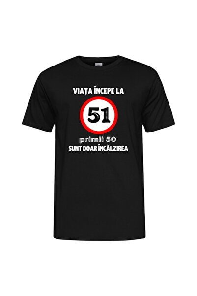 T&M Personalizare Tricou personalizat - Viața începe la 51 de ani, bumbac, XS...