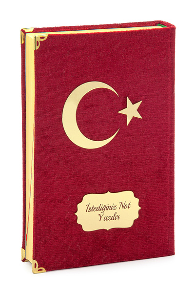 ihvan online İsme Özel Kadife Kaplı Ay Yıldız Hediyelik Kuranı Kerim - Orta Boy