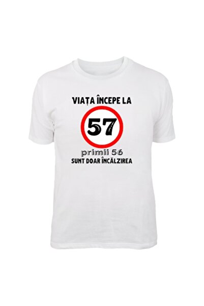T&M Personalizare Tricou personalizat - „Viața începe la 57 de ani”, bumbac, ...