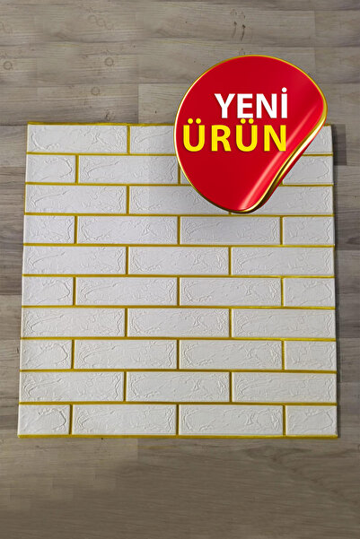 Bien Home 70x70cm 0,50M² Gold Beyaz Dekoratif Kendinden Yapışkanlı Tuğla Estetik 3d Duvar Paneli Köpük -1211