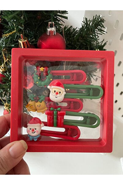 By Selen Suyolcu New Year's Themed Children's Buckle Set with Enamel Coated Figures in a Square Box