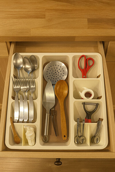 SİHİRLİ AYAKLAR 11 Compartment Cutlery Set Kitchen Organizer Drawer Organizer Cutlery Holder 40X40