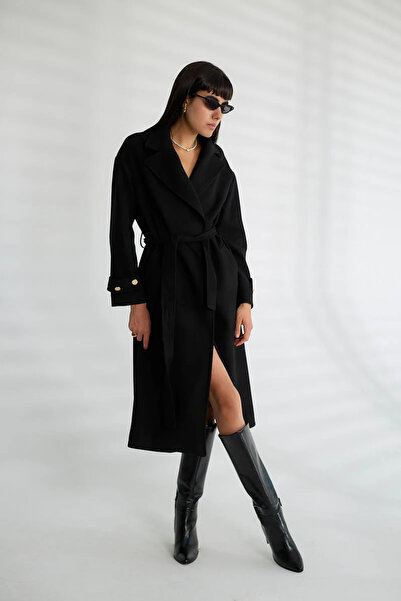 cemo Women's Gold Buttoned Coat