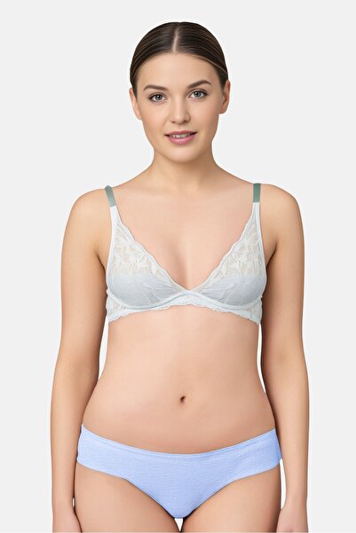 Calvin Klein حمالة صدر نسائية من الدانتيل المزخرف بسلك مبطن قليلاً، لون أخضر ...