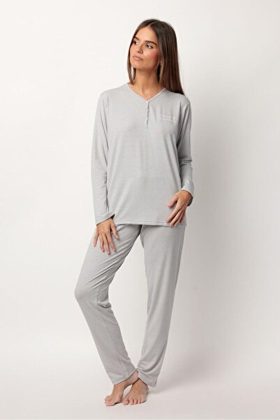 AYYILDIZ 63643 Gri Çizgili Pijama Takımı