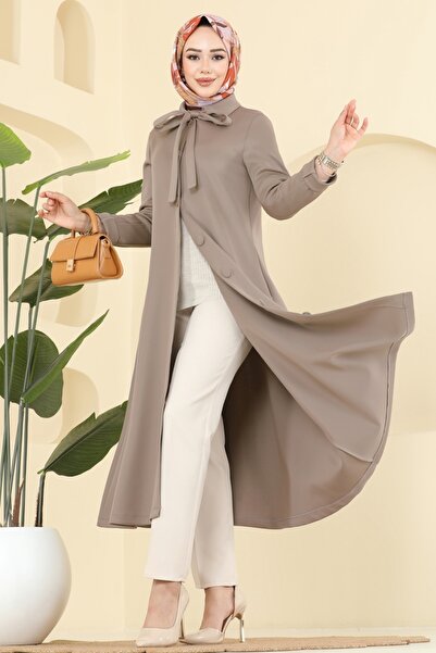 ModaMerve Yakası Bağcıklı Scuba Kap 5620EDF311-MS Koyu Vizyon