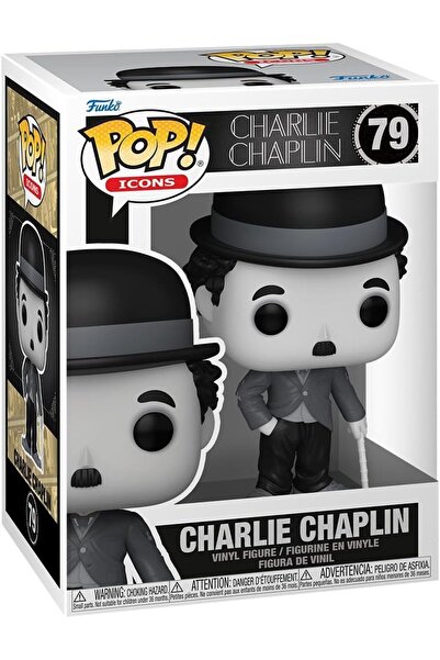 Funko Pop ! تمثال تشارلي شابلن من مجموعة الأيقونات بطول 9.5 سم (معتمد رسميًا)