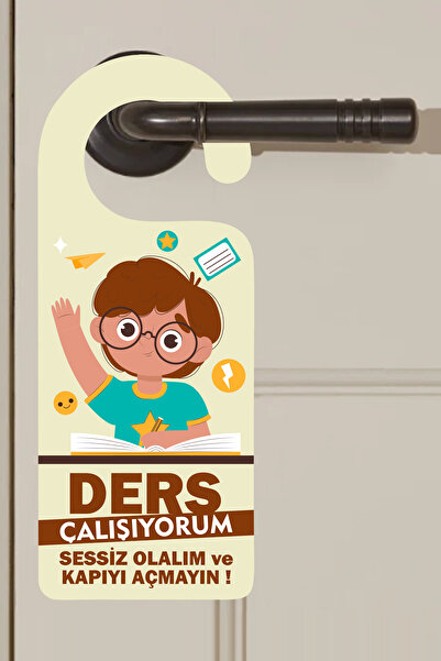cici magnet www.cicimagnet.com Ders Çalışıyorum Sessiz Olalım ve Kapıyı Açmayın Kapı Kolu Askısı