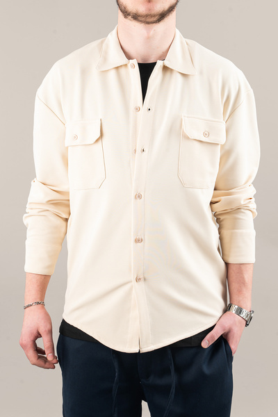 bombe Men's Slim Fit Corded Fabric Scuba Shirt