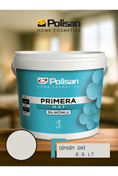 Polisan Primera Silikonlu Mat İç Cephe Boyası – Dingin Gri 2.5 LT