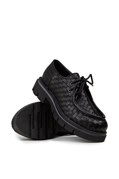 Deery Women's Genuine Leather Black Loafer Shoes