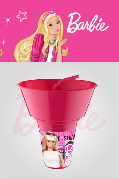 Waldern Home Barbie Lisanslı Mısır Kovalı Pipetli Bardak