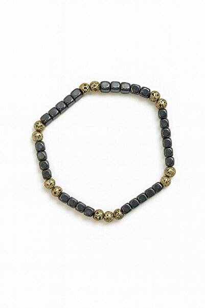 Chavin Elastic Natural Hematite Stone Men's Bracelet Ey37