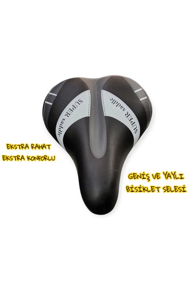 SUPER SADDLE Anatomik Deri Katmanlı Ekstra Konforlu Geniş Yaylı Bisiklet Sele...