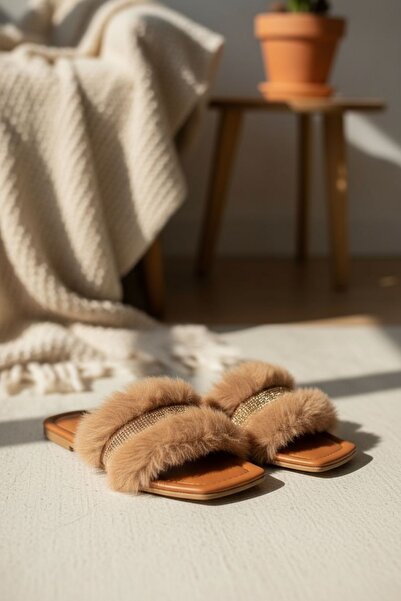 Modafırsat Γυναικείες παντόφλες καθημερινής χρήσης Λούτρινες παντόφλες με χνούδι Παντόφλες νυφικού σπιτιού
