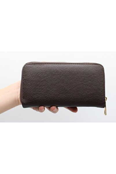 Bevitton Μεγάλο γυναικείο πορτοφόλι από καφέ δέρμα με θήκη για κέρματα και πολλές θήκες για κάρτες 007