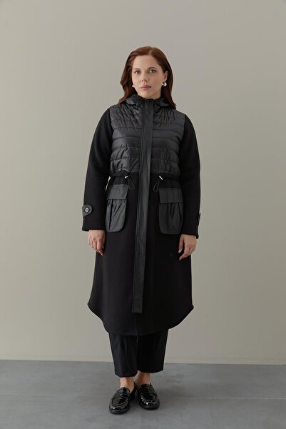 FATMA DANIŞMAN Şardonlu Üç İplik Kumaş Ve Kapitone Kumaş Torba Cep Detaylı Mo...