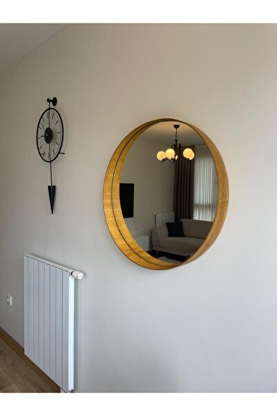 Narkissos Dizayn 80 cm Meşe Ahşap Çerçeveli Dekoratif Kavis Ayna