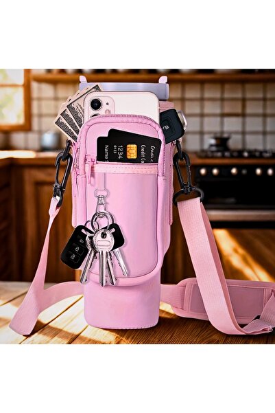 Store Quencher Pipetli 1.18 Lt Termos Kılıfı Omuz Askılı Termos Çanta Fermuarlı Cepli Kılıf Çanta