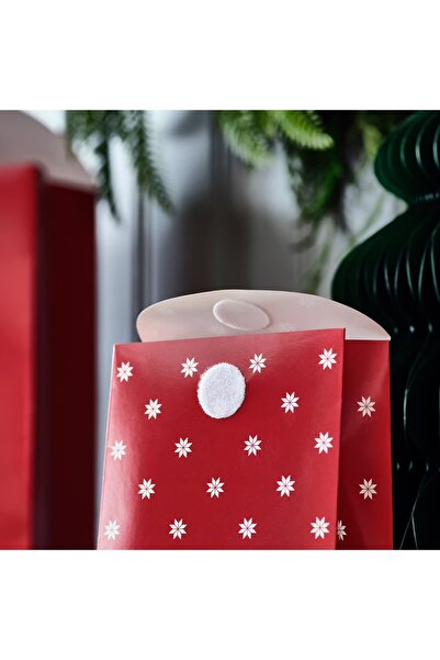 IKEA Vinterfint 3 Adet Kırmızı Noktalı Çizgili donmezco Cırt Cırtlı Hediye Paketi Poşeti Çantası