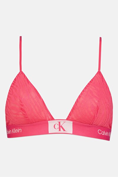 Calvin Klein حمالة صدر مثلثة غير مبطنة بشعار العلامة التجارية للنساء، وردي فوشيا