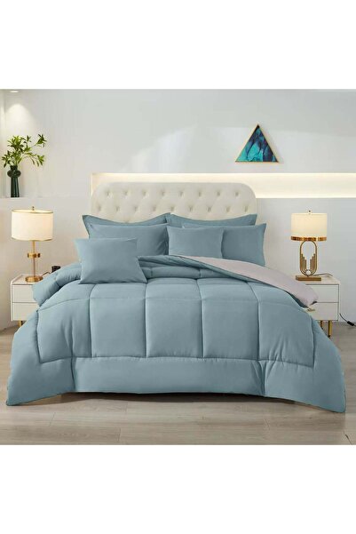 ShinyFlower طقم لحاف شتوي بحشوة قطنية ثابتة، قماش مايكروفايبر ناعم، مقاس مفرد 220×160 سم