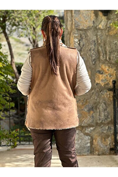 Punta Otantik NC8470 Італійський двосторонній жилет з нубуку та хутра, колір камел