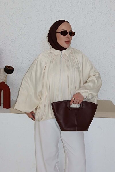 Nuuwears Saten Bomber Ceket Bej