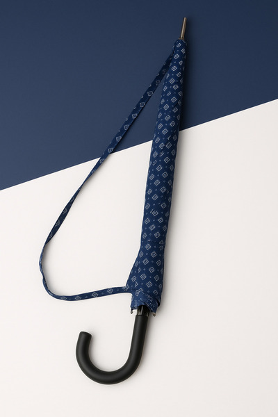 MACERATİ Kaliteli Lacivert Desenli Kauçuk Bastonlu Kırılmaz Rüzgara Karşı Day...