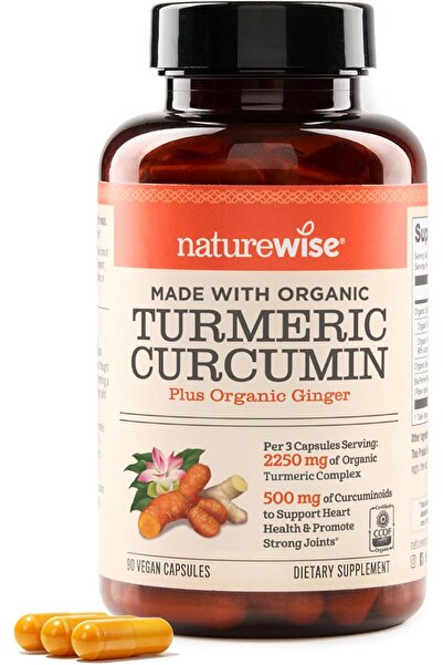 NatureWise الكركمين والكركم ٢٢٥٠ ملغ - ٩٥٪ من الكركمينويدات والبيوبيرين - ٩٠ قرصًا