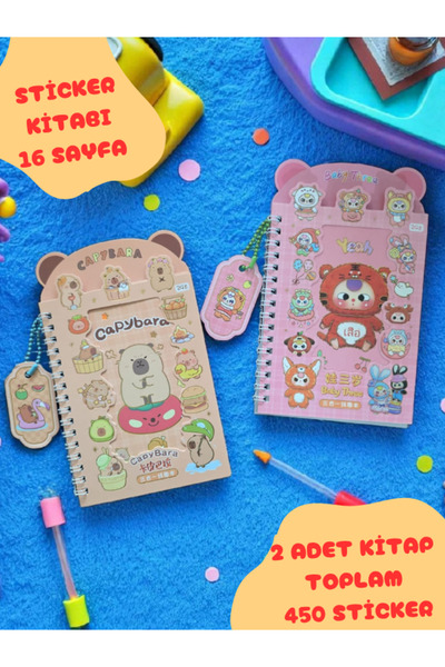ALLStore CAPYBARA VE CRY BABAY STİCKER KİTAP SETİ 2 KİTAP 450 STİCKER