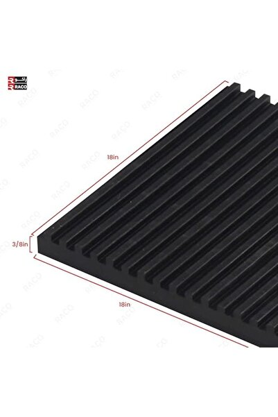 Raco Anti-Vibration Ribbed Rubber Pad 18" x 18" x 3/8" Isolation Mat, Black