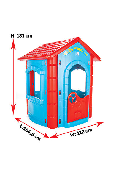 PİLSAN Happy House Blue/Red children's garden playhouse, indoor/outdoor use, weatherproof plastic