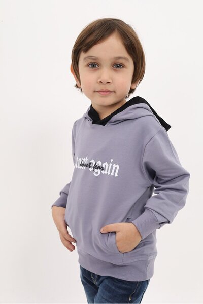 Toontoy Hanorac cu glugă și buzunare, imprimat, pentru băieți, gri închis, cu...