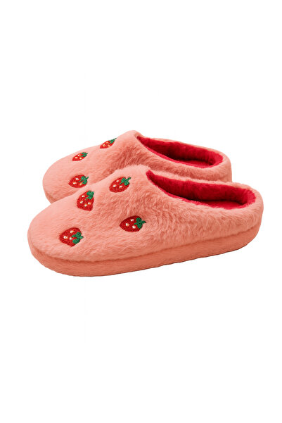 ALB TERLİK AYAKKABI SAN. TİC. LTD. ŞTİ. Women's Strawberry Patterned Plush House Slippers – Soft, Warm, Non-Slip Sole Winter Slippers