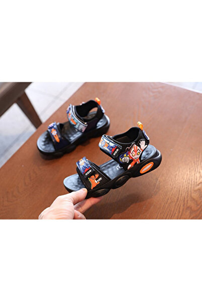 BebeNou Sandale negre și portocalii - Super Hero MDYY-38-2-DE7