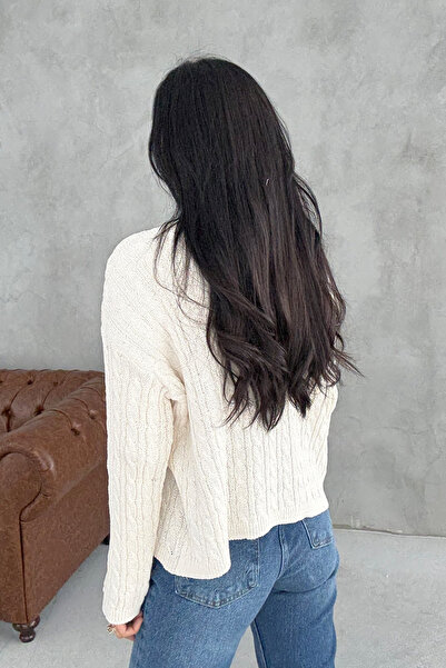 Seda Yalçın Atelier V-Neck Hair Knit Cream Sweater