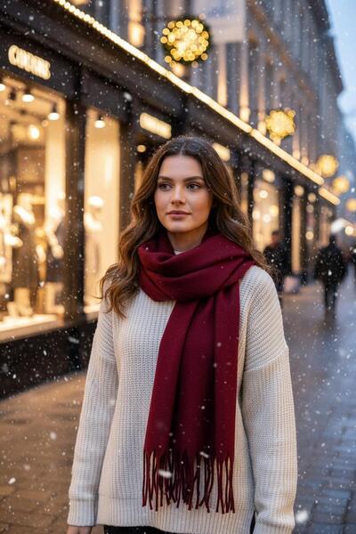 Eke Tekstil Şal cu ciucuri cu textura moale