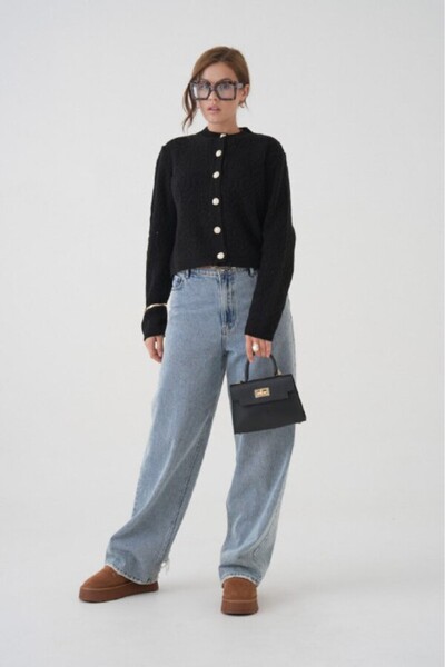 Miss Allos Women's Lace Detailed Buttoned Front Knitwear Cardigan