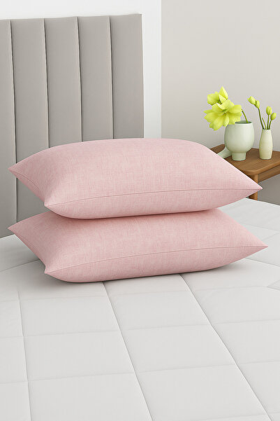 Bonny Home Vevra Striped Powder Solid Color 2-Piece Pillowcase Cotton Fabric Zippered