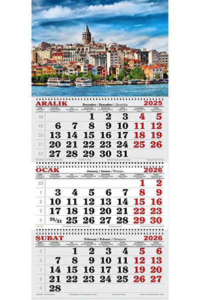GENC DIJITAL BASKI 2026 Yılı Gemici Takvimi-Boğaz Manzarası ve Galata Kulesi
