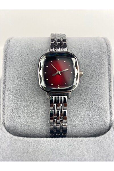 Mazzy Silver Inside Burgundy Women's Wristwatch