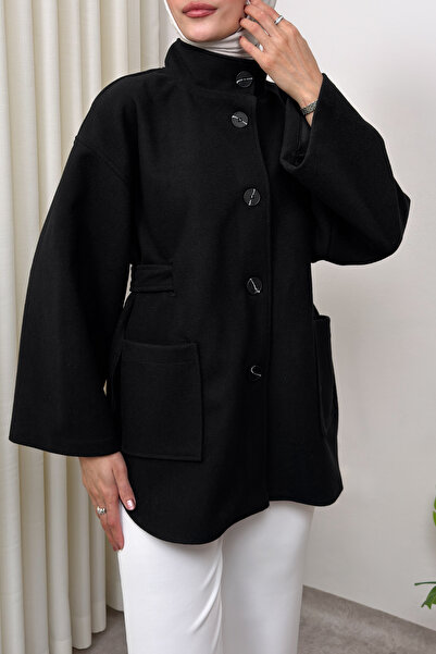 Salih Çelebi Jachetă Hakim Yaka Kaşe 0035 - NEGRU