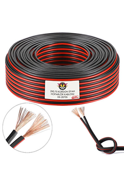 Kardelen Hoparlör Kablosu Kordon 2x0.75 Zayıf Akım Led Kablosu Siyah 100 Metre