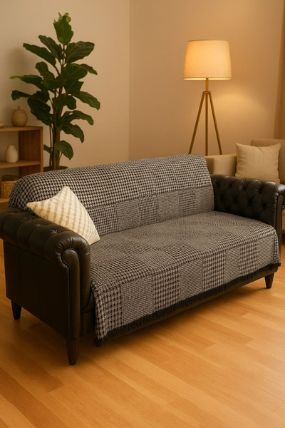 Sevinç Ev Tekstili Sevinç Luxury Cotton Sofa-Couch Cover Anthracite