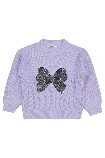 Civil Girls Bow Embroidered Sweater for 2-5 Years Old - Lilac4-5 Years Old