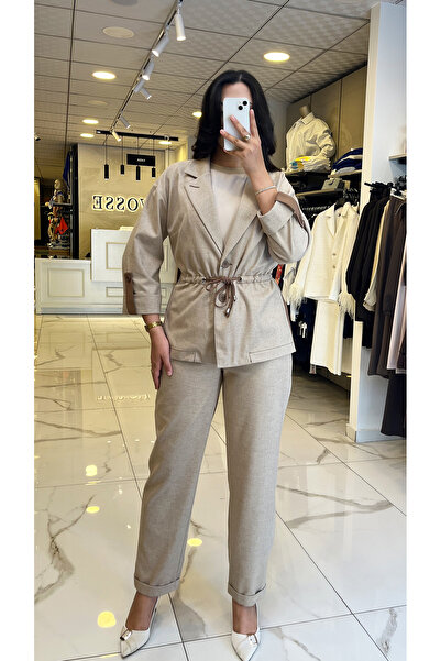 Vosse Moda İlgi Vizon Beli Büzgülü Apolet Detaylı Takım