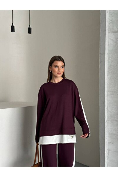 Bella Breeze Women's Striped Detail Oversized Tracksuit Set